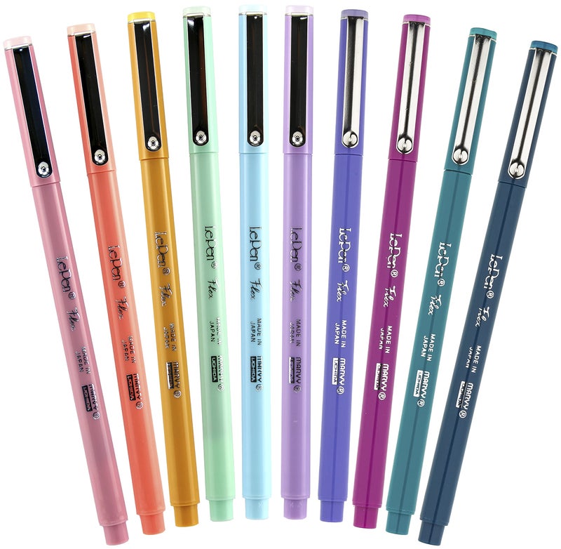 Marvy Uchida Le Flex 10 Piece Set Writing Pen, Pastel Colors - Image 2
